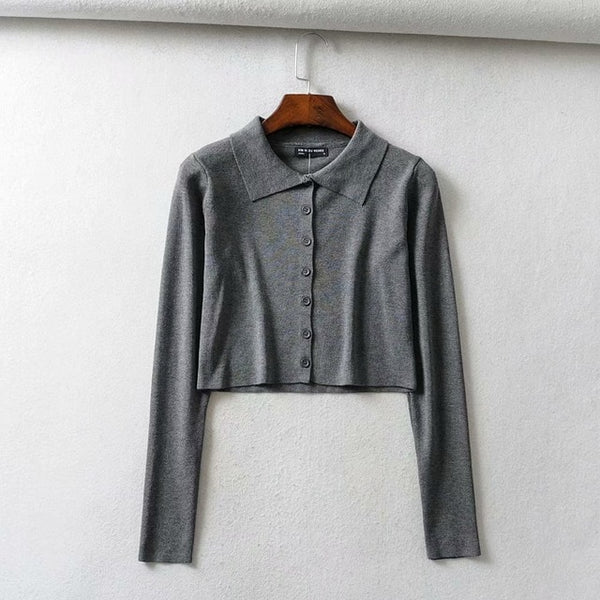 Fall 2020 Knitted Cardigan Button Up Korean Cute Sweaters Cropped Cardigan Women Kawaii Crop Sweater Knitting Top Streetwear