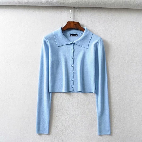 Fall 2020 Knitted Cardigan Button Up Korean Cute Sweaters Cropped Cardigan Women Kawaii Crop Sweater Knitting Top Streetwear