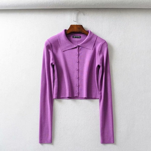 Fall 2020 Knitted Cardigan Button Up Korean Cute Sweaters Cropped Cardigan Women Kawaii Crop Sweater Knitting Top Streetwear