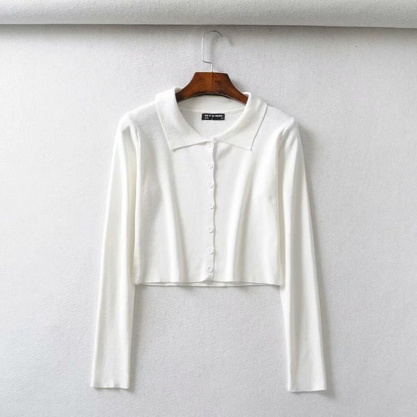 Fall 2020 Knitted Cardigan Button Up Korean Cute Sweaters Cropped Cardigan Women Kawaii Crop Sweater Knitting Top Streetwear