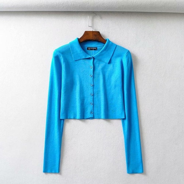 Fall 2020 Knitted Cardigan Button Up Korean Cute Sweaters Cropped Cardigan Women Kawaii Crop Sweater Knitting Top Streetwear