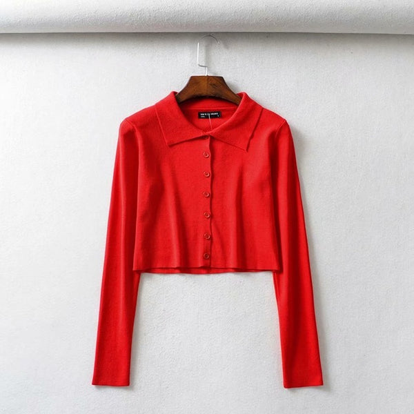 Fall 2020 Knitted Cardigan Button Up Korean Cute Sweaters Cropped Cardigan Women Kawaii Crop Sweater Knitting Top Streetwear