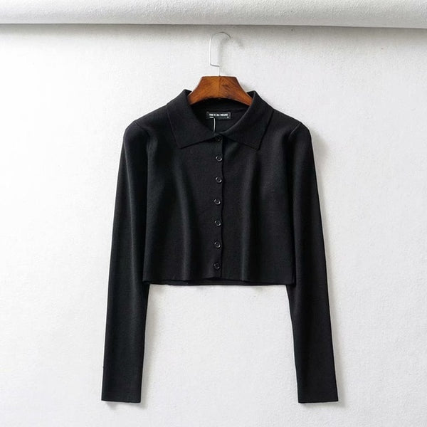 Fall 2020 Knitted Cardigan Button Up Korean Cute Sweaters Cropped Cardigan Women Kawaii Crop Sweater Knitting Top Streetwear