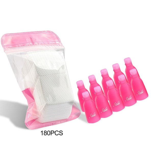 Plastic Nail Art Soak Off Cap Clips UV Gel Polish Remover Wrap Tool Fluid for Removal of Varnish Manicure Tools
