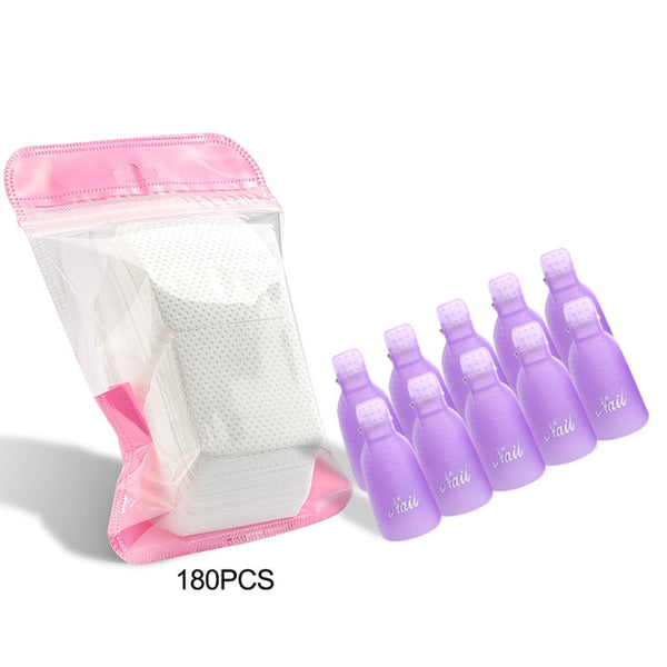 Plastic Nail Art Soak Off Cap Clips UV Gel Polish Remover Wrap Tool Fluid for Removal of Varnish Manicure Tools