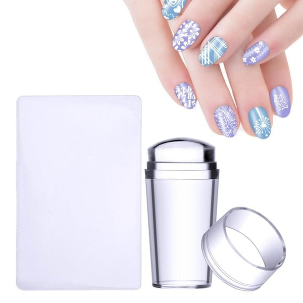 Biutee Nail Art Templates Pure Clear Jelly Silicone nail stamping plates Scraper with Stamping Polygel Kit Nail Stamp Nail Art