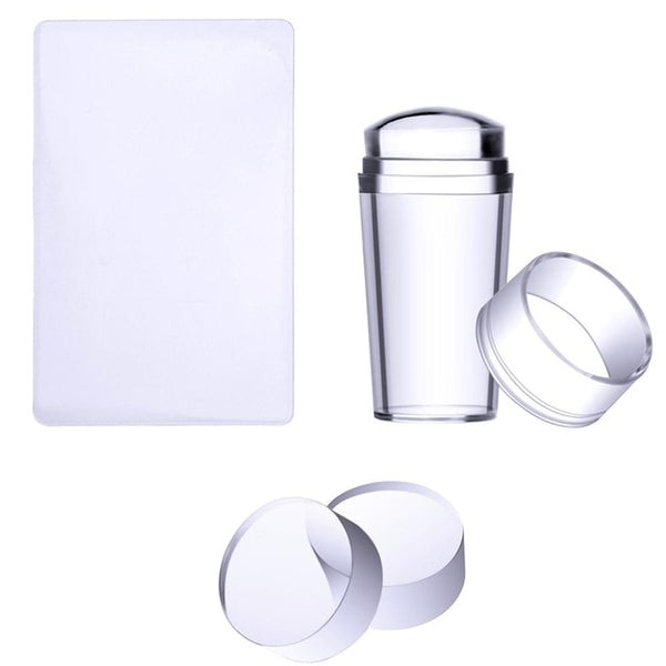 Biutee Nail Art Templates Pure Clear Jelly Silicone nail stamping plates Scraper with Stamping Polygel Kit Nail Stamp Nail Art