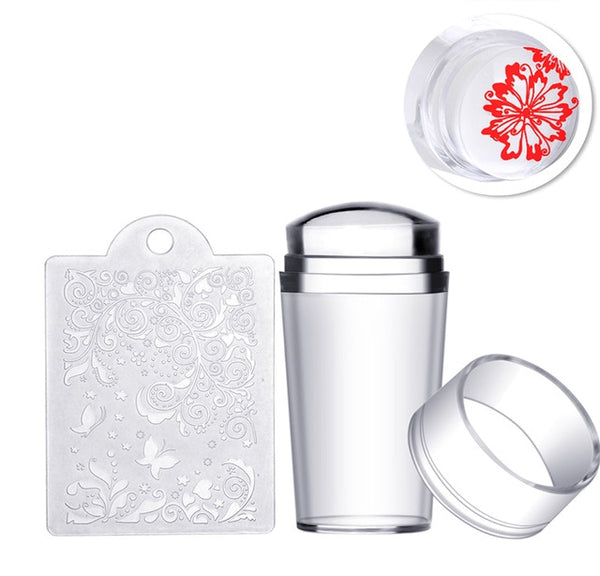 Biutee Nail Art Templates Pure Clear Jelly Silicone nail stamping plates Scraper with Stamping Polygel Kit Nail Stamp Nail Art