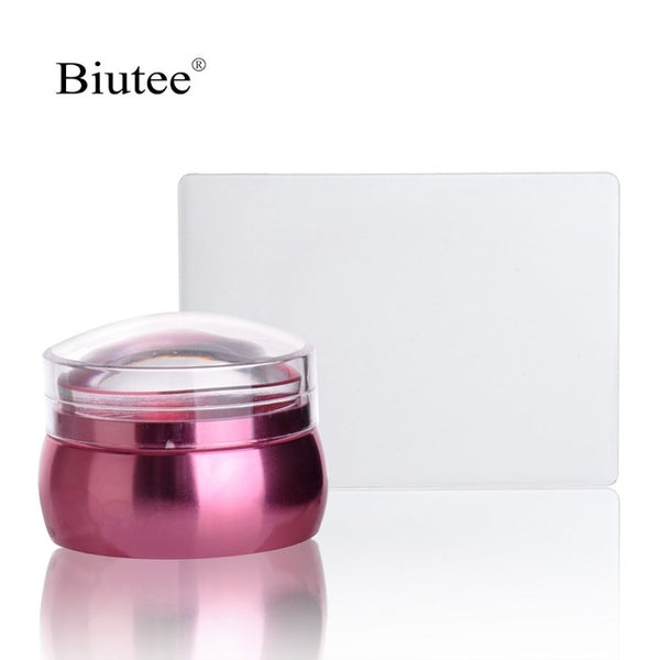 Biutee Nail Art Templates Pure Clear Jelly Silicone nail stamping plates Scraper with Stamping Polygel Kit Nail Stamp Nail Art