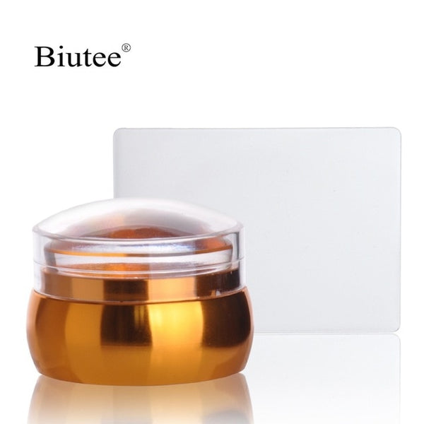 Biutee Nail Art Templates Pure Clear Jelly Silicone nail stamping plates Scraper with Stamping Polygel Kit Nail Stamp Nail Art