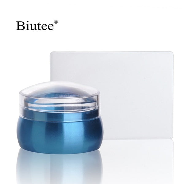 Biutee Nail Art Templates Pure Clear Jelly Silicone nail stamping plates Scraper with Stamping Polygel Kit Nail Stamp Nail Art