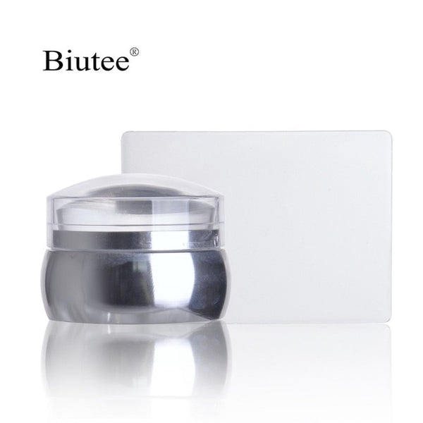 Biutee Nail Art Templates Pure Clear Jelly Silicone nail stamping plates Scraper with Stamping Polygel Kit Nail Stamp Nail Art
