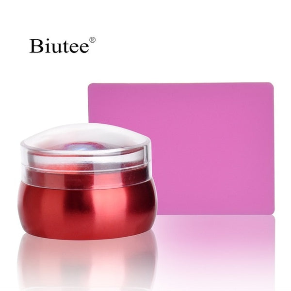 Biutee Nail Art Templates Pure Clear Jelly Silicone nail stamping plates Scraper with Stamping Polygel Kit Nail Stamp Nail Art