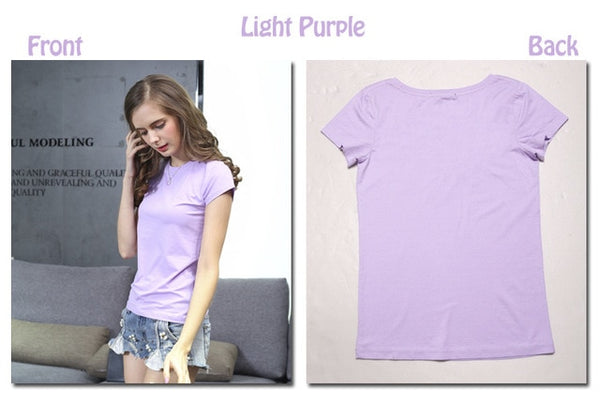 Hohe Qualität 18 Farbe S-3XL Plain T Shirt Frauen Baumwolle Elastische Grundlegende T-shirts Weibliche Casual Tops Kurzarm T-shirt Frauen 002