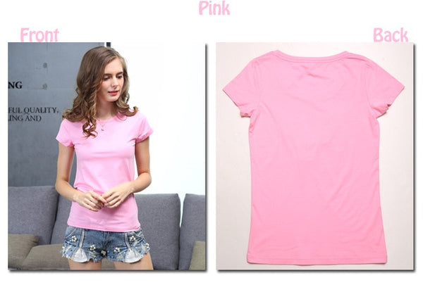 Hohe Qualität 18 Farbe S-3XL Plain T Shirt Frauen Baumwolle Elastische Grundlegende T-shirts Weibliche Casual Tops Kurzarm T-shirt Frauen 002