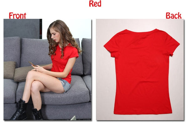 Hohe Qualität 18 Farbe S-3XL Plain T Shirt Frauen Baumwolle Elastische Grundlegende T-shirts Weibliche Casual Tops Kurzarm T-shirt Frauen 002