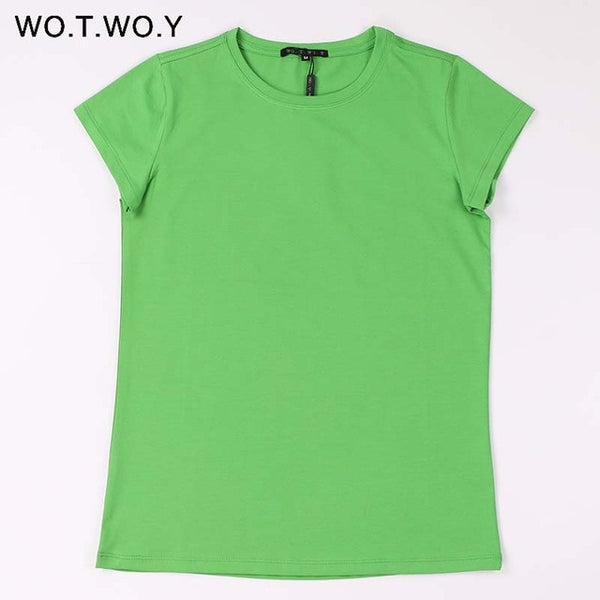Hohe Qualität 18 Farbe S-3XL Plain T Shirt Frauen Baumwolle Elastische Grundlegende T-shirts Weibliche Casual Tops Kurzarm T-shirt Frauen 002