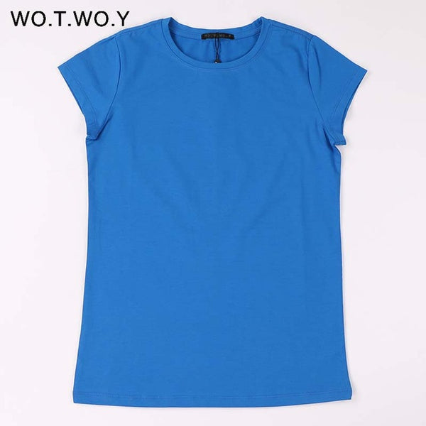 Hohe Qualität 18 Farbe S-3XL Plain T Shirt Frauen Baumwolle Elastische Grundlegende T-shirts Weibliche Casual Tops Kurzarm T-shirt Frauen 002