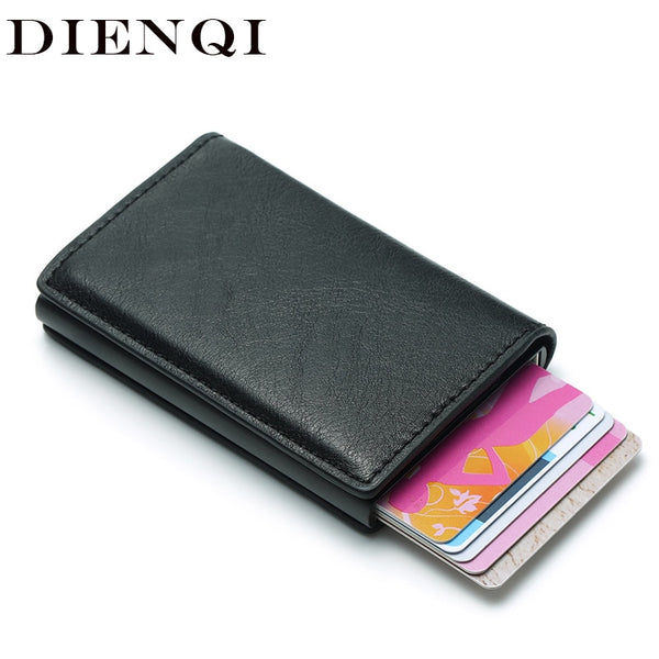 DIENQI Rfid Card Holder Men Wallets Money Bag Male Vintage Black Short Purse 2020 Small Leather Slim Wallets Mini Wallets Thin