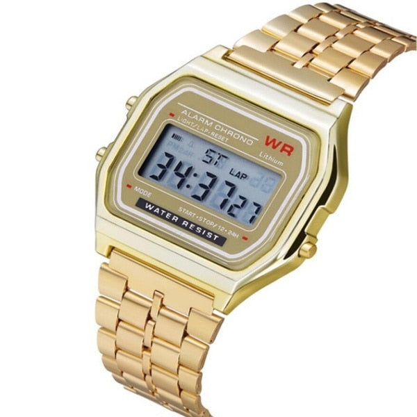 Mode femmes femmes hommes montre à Quartz LED étanche montres d'affaires numériques or Sport montre-bracelet Thanksgiving cadeau de noël