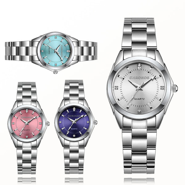 CHRONOS Frauen Luxus Strass Edelstahl Quarz Uhren Damen Business Uhr Japanischen Quarz Bewegung Relogio Feminino