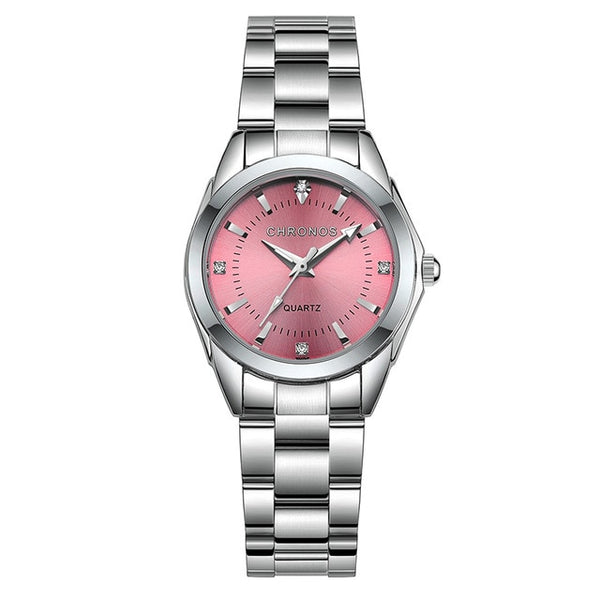 CHRONOS Frauen Luxus Strass Edelstahl Quarz Uhren Damen Business Uhr Japanischen Quarz Bewegung Relogio Feminino
