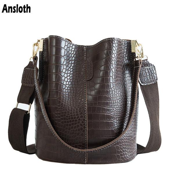 Ansloth Krokodil Crossbody-tasche Für Frauen Schulter Tasche Marke Designer Frauen Taschen Luxus PU Leder Tasche Eimer Tasche Handtasche HPS405