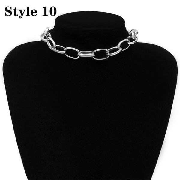 Punk Miami Cuban Choker Necklace Collar Statement Hip Hop Big Chunky Aluminum Gold Color Thick Chain Necklace Women Jewelry