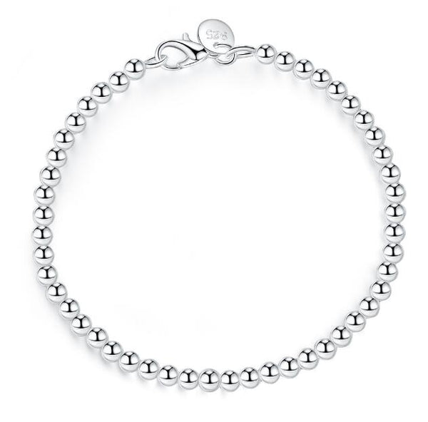 LEKANI 100% pulsera de cadena de plata de ley 925 sólida de 4mm de 20cm para chicas adolescentes, regalo para mujeres, joyería fina