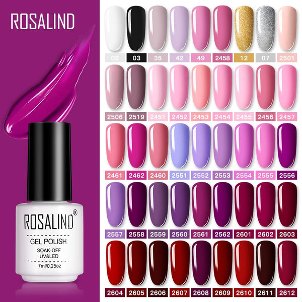 ROSALIND Gel Polish Set UV Vernis Semi Permanent Primer Top Coat 7ML Poly Gel Varnish Nail Art Manicure Gel Lak PolishesNails