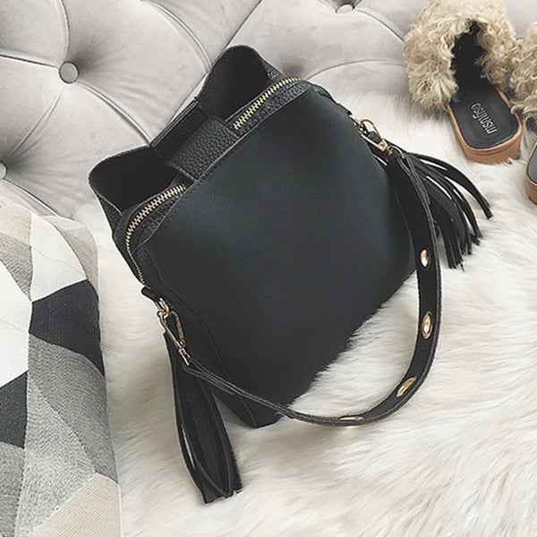2019 nouvelle mode gommage femmes seau sac Vintage gland sac de messager de haute qualité rétro sac à bandoulière Simple sac à bandoulière fourre-tout