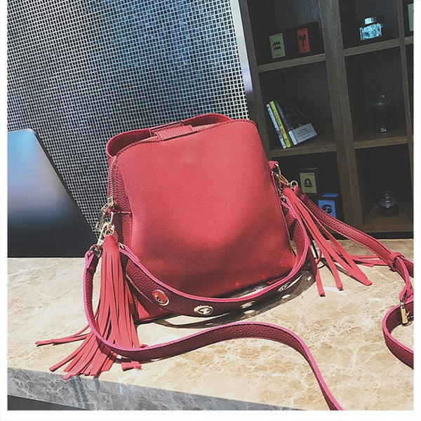 2019 nouvelle mode gommage femmes seau sac Vintage gland sac de messager de haute qualité rétro sac à bandoulière Simple sac à bandoulière fourre-tout