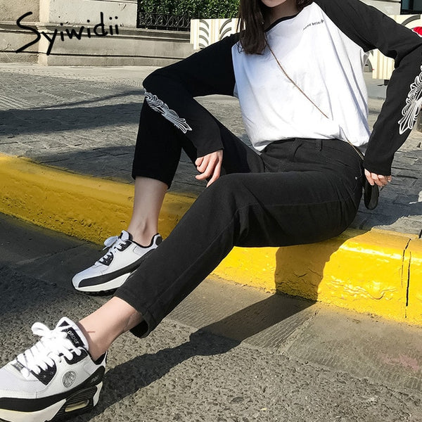 cotton White Jeans for Women High Waist Harem Mom Jeans spring 2019 new plus size black women jeans denim pants beige blue