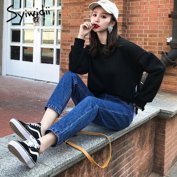 cotton White Jeans for Women High Waist Harem Mom Jeans spring 2019 new plus size black women jeans denim pants beige blue