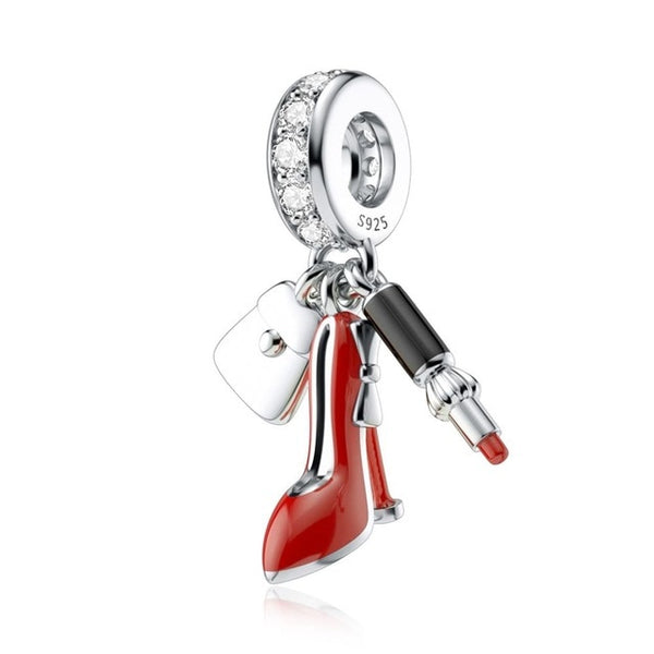 DALARAN Sterling Silver Charm 925 Red Enamel Apple Beads Fit Pandora Charm Bracelets for Women Jewelry Making Christmas Gifts
