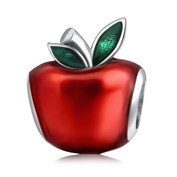 DALARAN Sterling Silver Charm 925 Red Enamel Apple Beads Fit Pandora Charm Bracelets for Women Jewelry Making Christmas Gifts