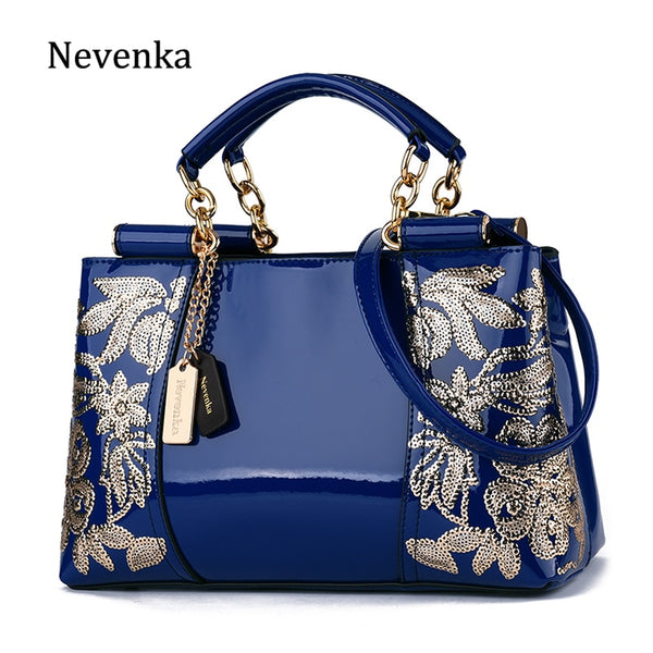Nevenka Embroidery Women Bag Leather Purses and Handbags Luxury Shoulder Bags Female Bags for Women 2019