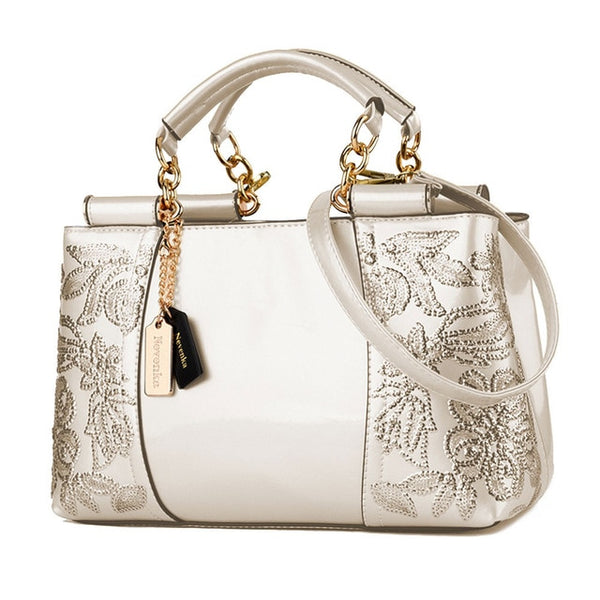 Nevenka Embroidery Women Bag Leather Purses and Handbags Luxury Shoulder Bags Female Bags for Women 2019