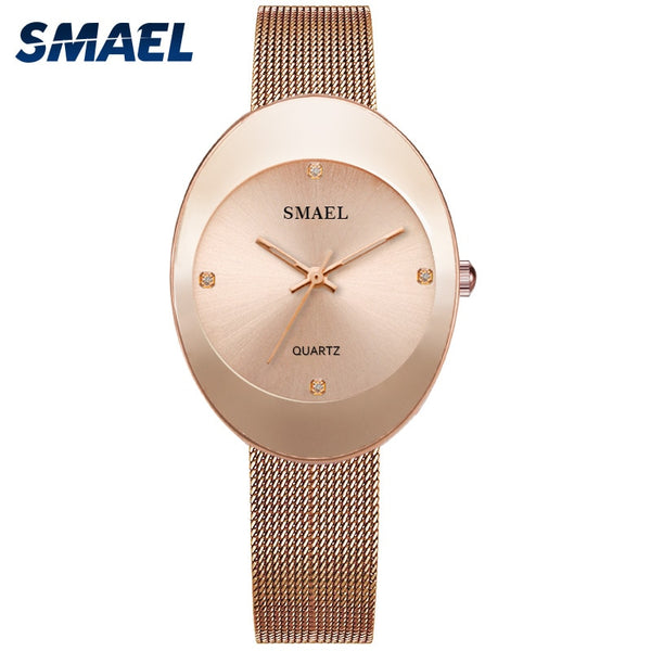 SMAEL New Stainless Watch Quartz Watches Women Fashion casual Brand Luxury Ladies clock digital SL1880 Woman Watches Waterproof