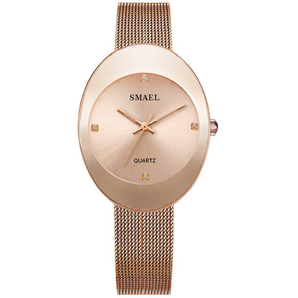 SMAEL New Stainless Watch Quartz Watches Women Fashion casual Brand Luxury Ladies clock digital SL1880 Woman Watches Waterproof